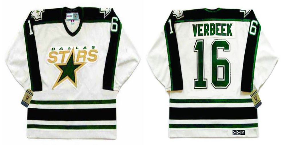 2019 Men Dallas Stars #16 Verbeek White CCM NHL jerseys